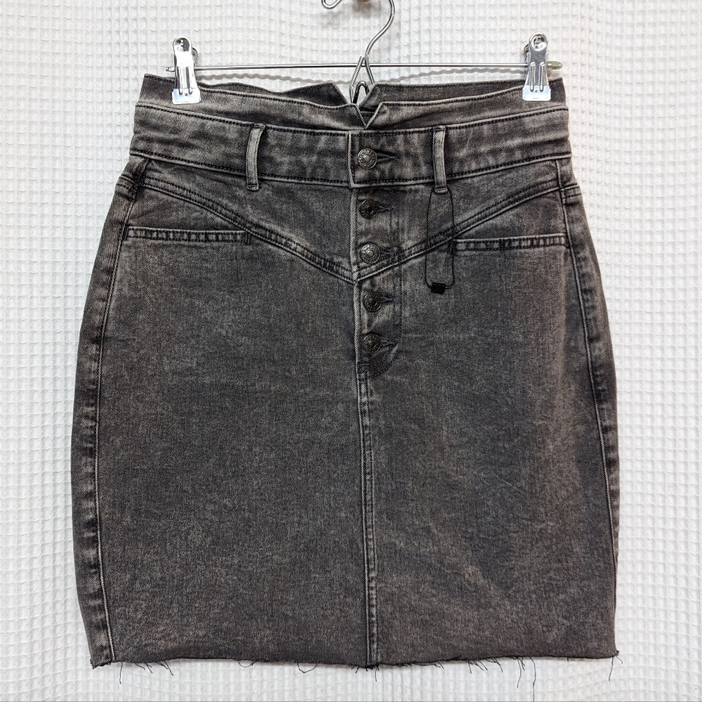 Express denim button fly mini skirt